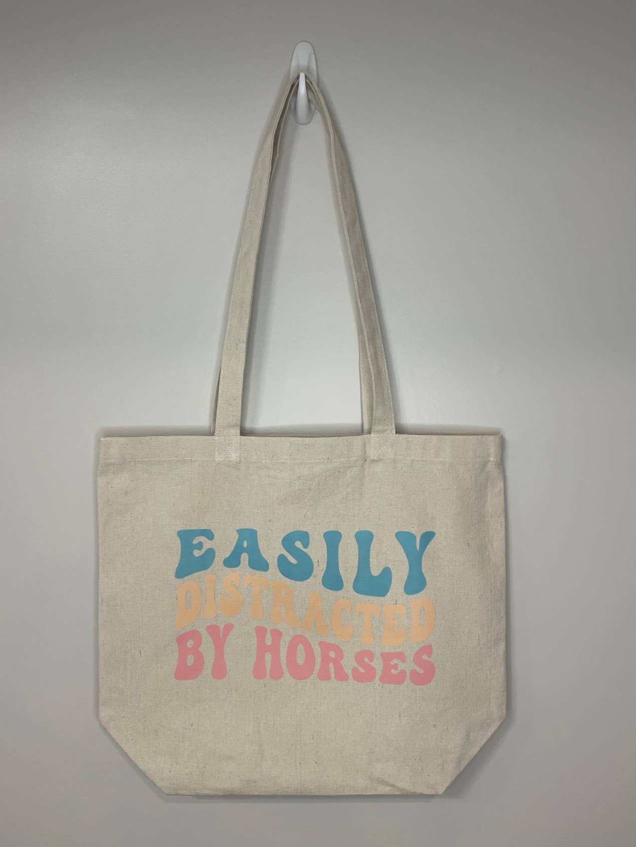 Horselee - 'Easily Distracted by Horses' Large Canvas Tote Bag