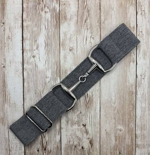 1.5" Equestrian Elastic Bit Buckle Belt - Heathered Grey
