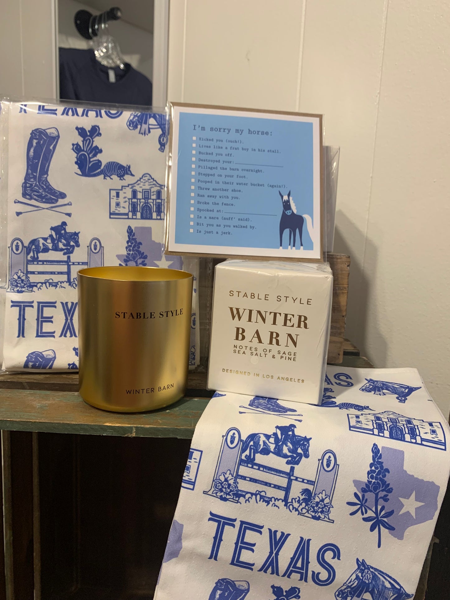 Hedera Texas Tea Towel Blue