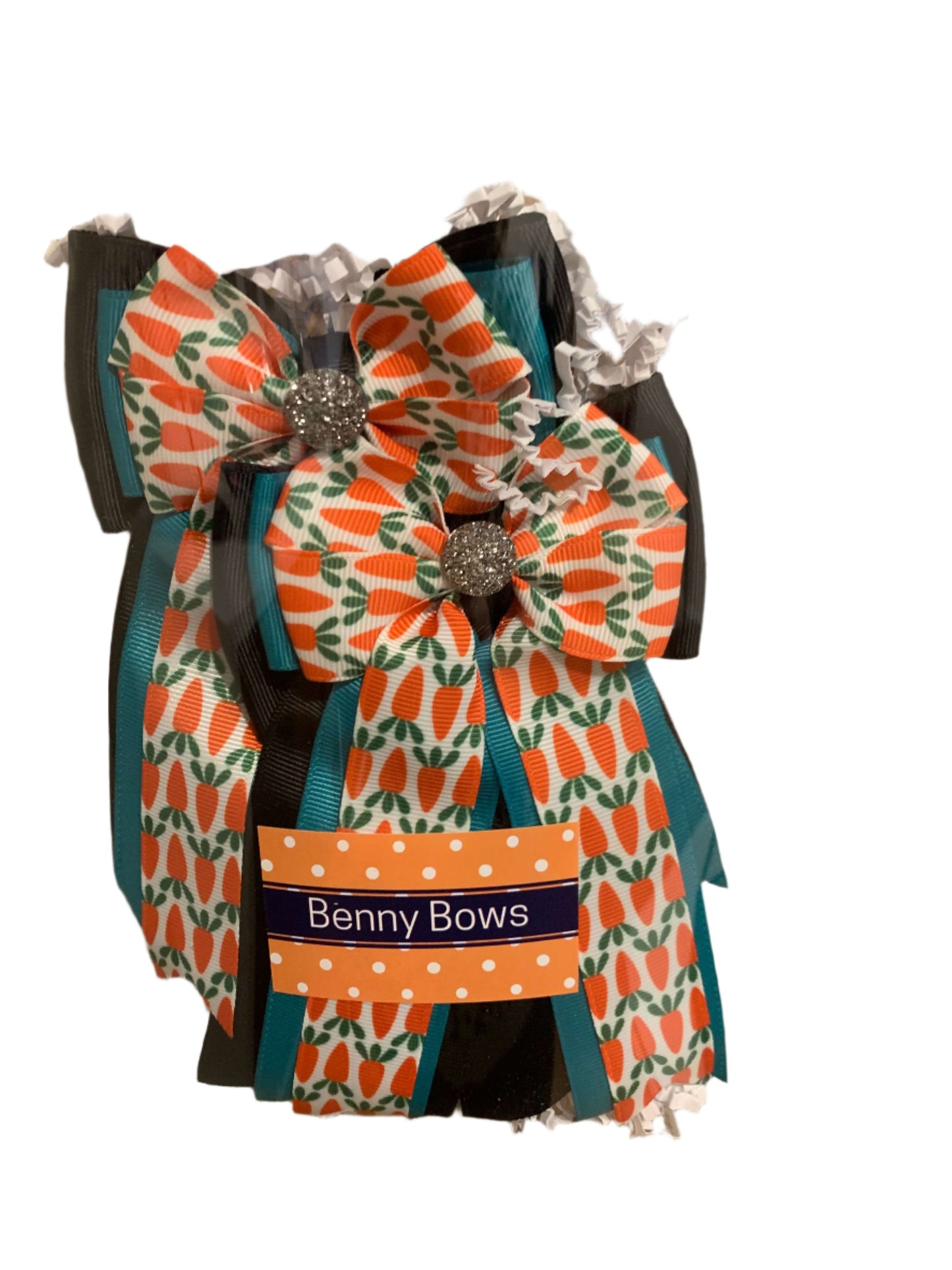 Benny Show Bows- Carrots, Jade and Black
