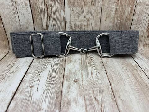 1.5" Equestrian Elastic Bit Buckle Belt - Heathered Grey