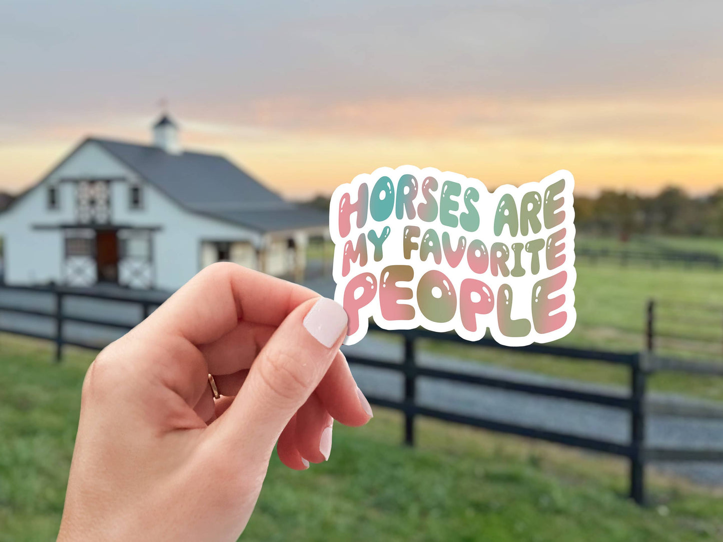 Equestrian Horse Sticker -Waterproof- Favorite People Pink & Green