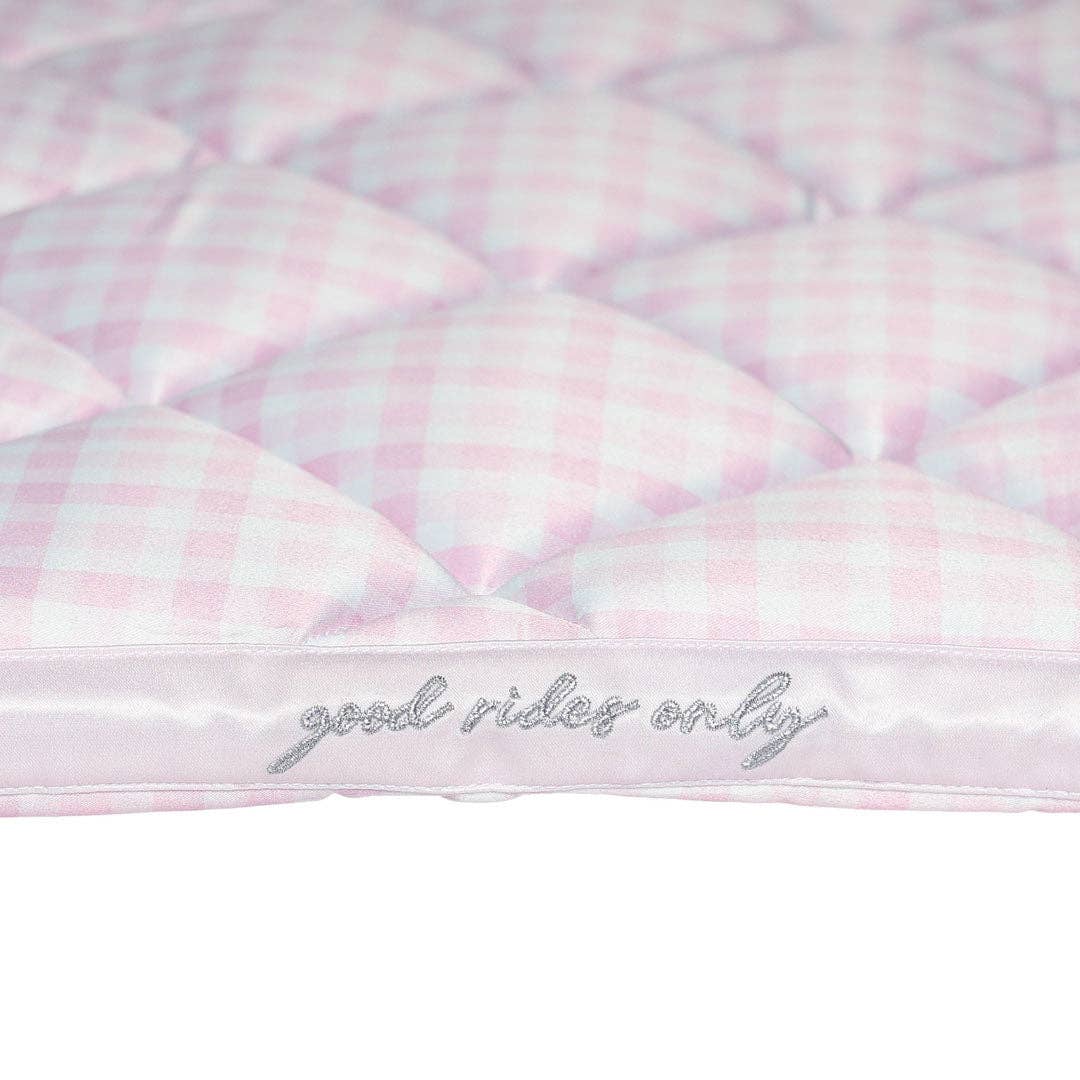 Dapplebay Gingham Jump Saddle Pad-Pink/White