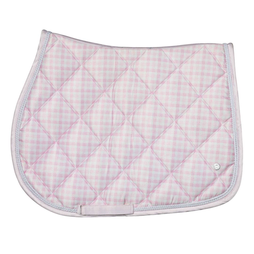 Dapplebay Gingham Jump Saddle Pad-Pink/White