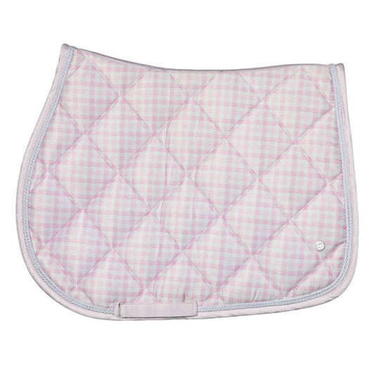 Dapplebay Gingham Jump Saddle Pad-Pink/White