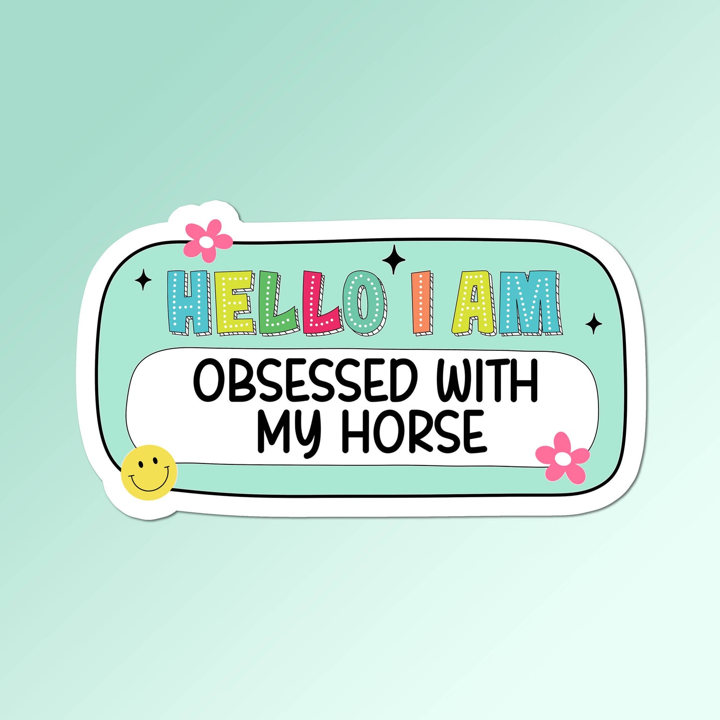 Equestrian Horse Sticker -Waterproof- Obsessed Aqua