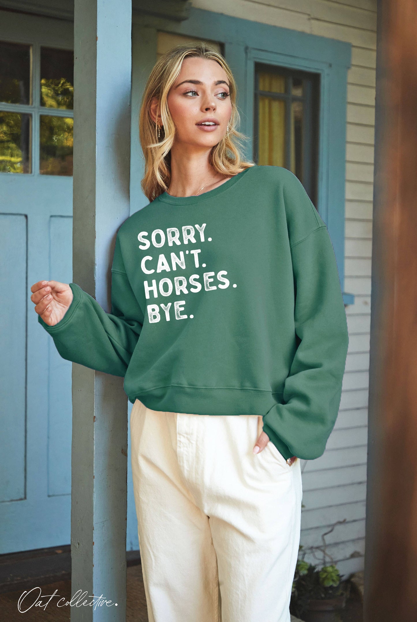 SORRY CAN'T HORSES BYE Mid Graphic Sweatshirt