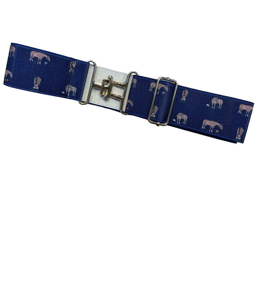 Adjustable Elastic Belt- Navy Grazing Horse