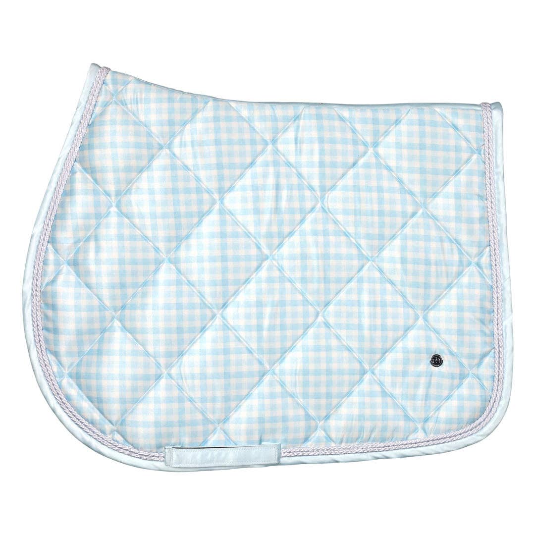Dapplebay Gingham Jump Saddle Pad-Blue/White