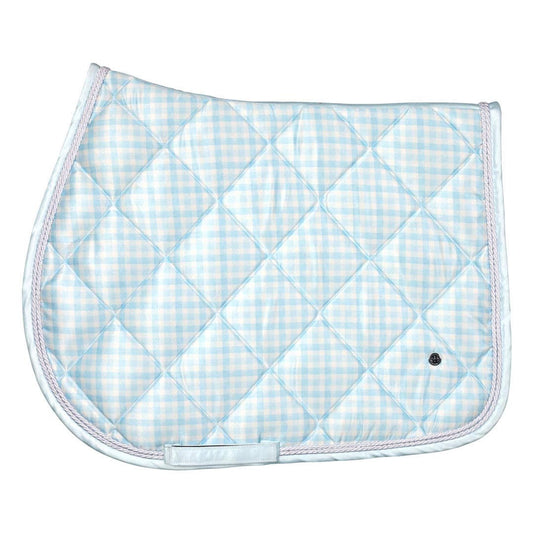 Dapplebay Gingham Jump Saddle Pad-Blue/White