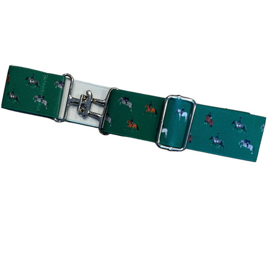 Adjustable Elastic Belt- Green Sporty Horse