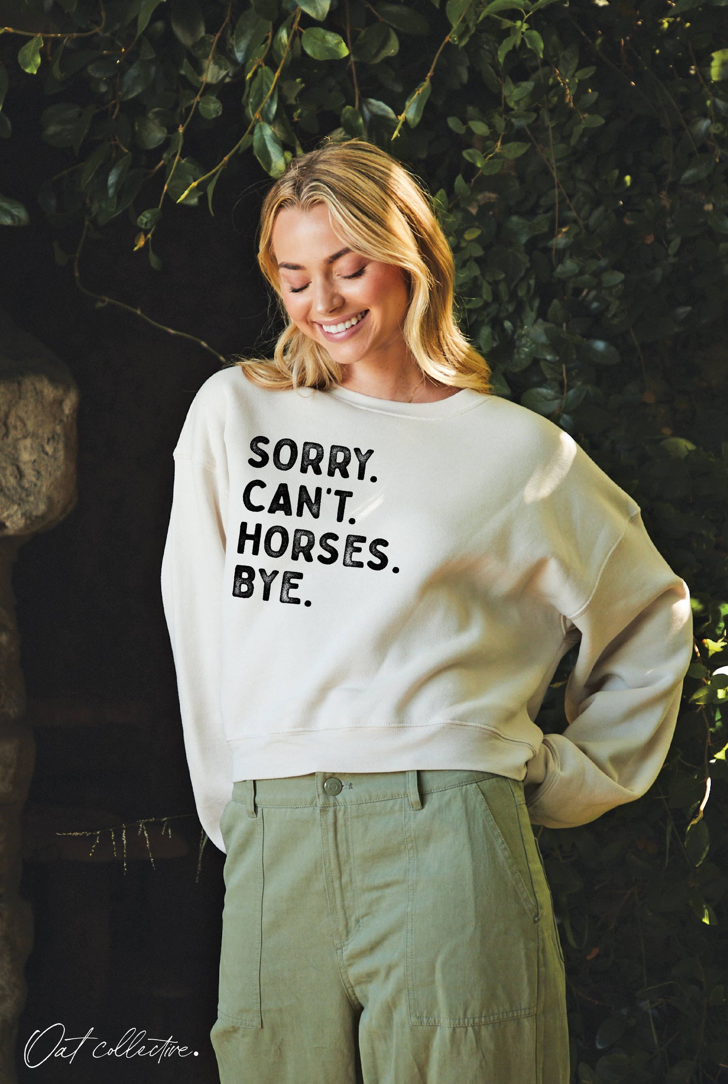 SORRY CAN'T HORSES BYE Mid Graphic Sweatshirt