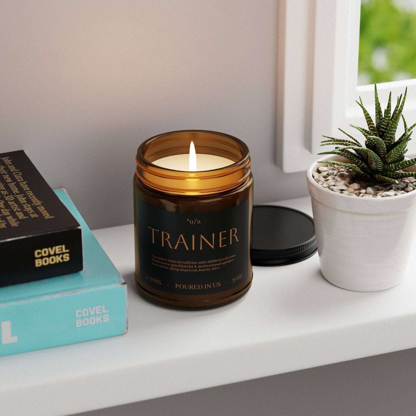 Scented Soy Candle (Multi-Size, Amber Jar) - Trainer