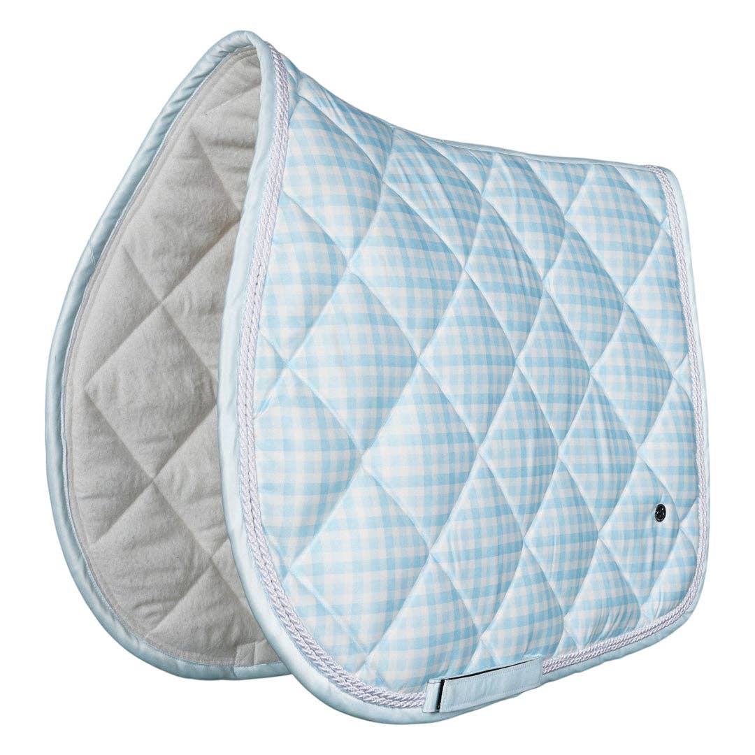 Dapplebay Gingham Jump Saddle Pad-Blue/White
